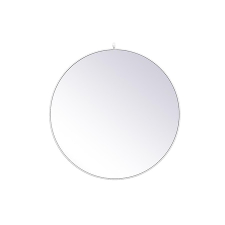 Elegant Decor 39 in. Metal Frame Round Mirror with Decorative Hook, White MR4739WH